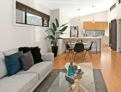Bright open-plan kitchen and living space inside a finished Superstrux extension